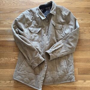 Born Primitive Quilted Corduroy Shirt Jacket in Light Taupe